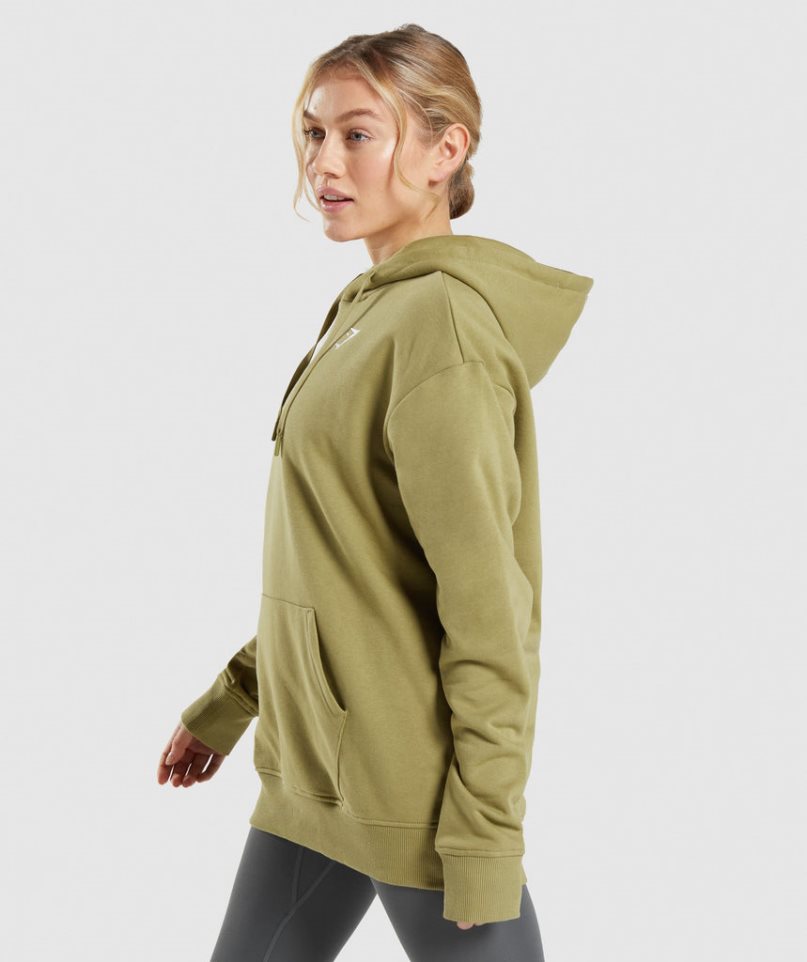 Women's Gymshark Training Oversized Hoodie Olive | CA 651N87